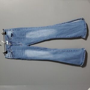 Bamboo Flare Womens Juniors Jeans Size 9 Slit Leg Medium Wash